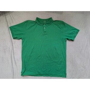 LL Bean Polo Adult 2XL Tall Green Solid Short Sleeve Bright Big